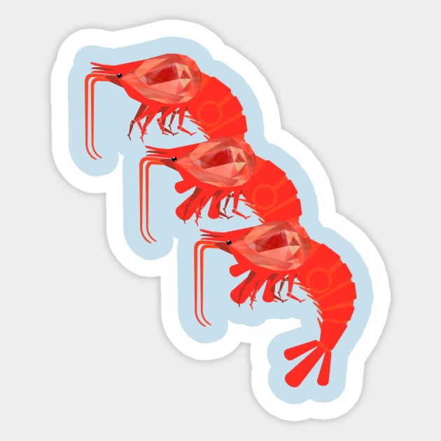 Cherry Shrimp - Ruby Sticker by Aline Eg